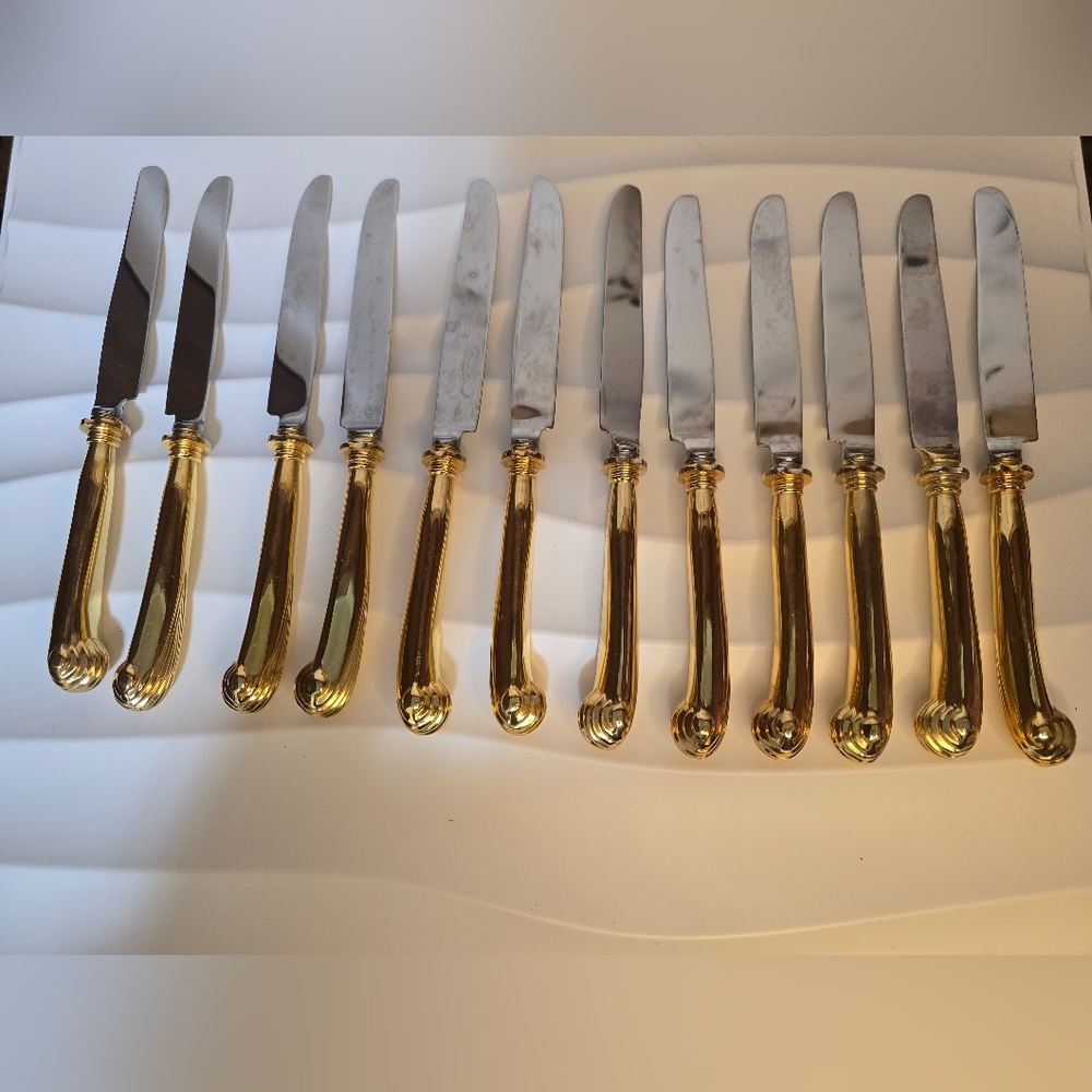 Gold electroplate flatware knives.  "Supreme" pattern By Towle -Japan